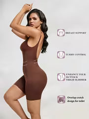 Women Seamless Full Body Shapewear Bodysuit – Tummy Control Slimming Shorts with Waist & Thigh Compression