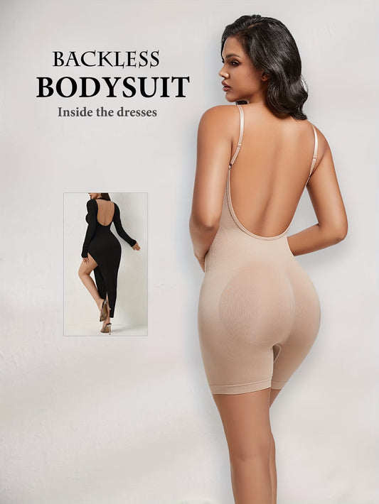 Women Seamless Full Body Shapewear Bodysuit – Tummy Control Slimming Shorts with Waist & Thigh Compression