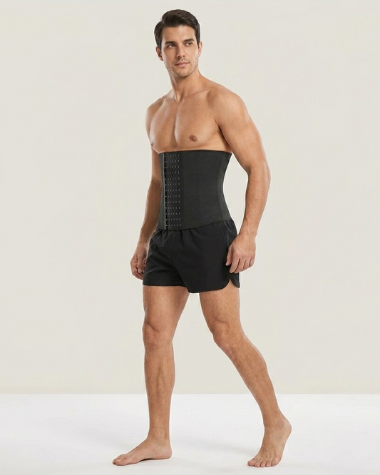 Men’s Waist Trainer & Sweat Belt for Weight Loss – Adjustable Neoprene Compression Shaper with Hook-and-Eye Closures for Workout and Core Support (Black)