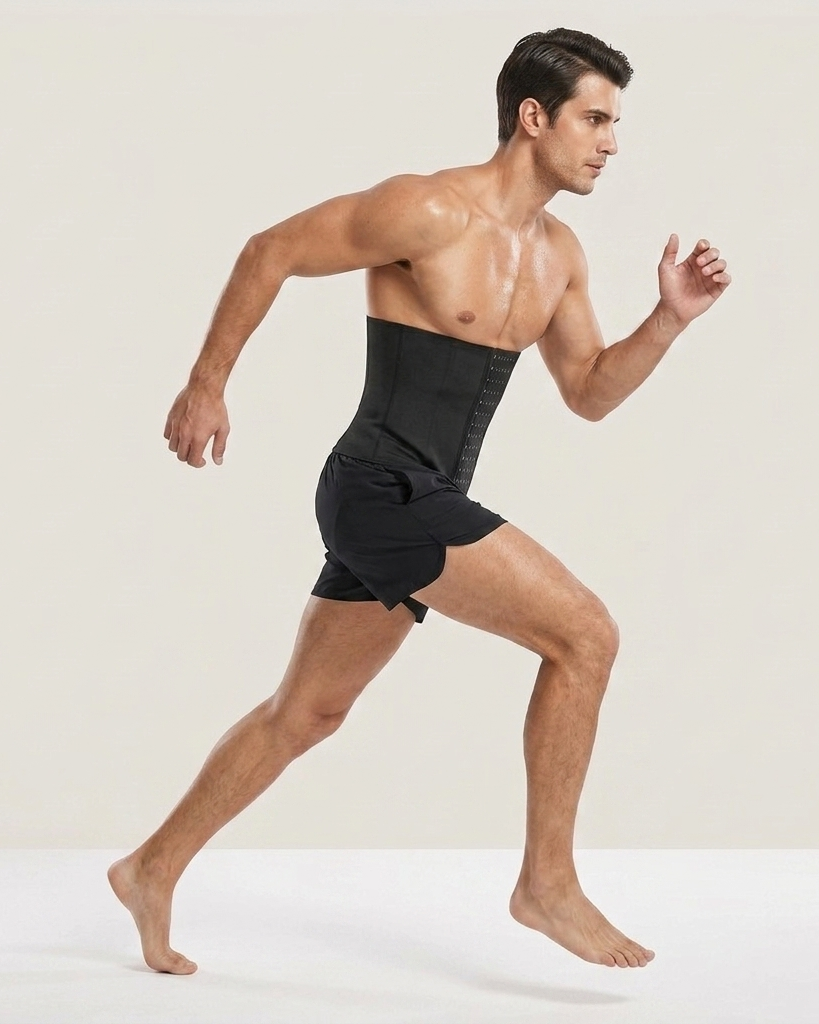 Men’s Waist Trainer & Sweat Belt for Weight Loss – Adjustable Neoprene Compression Shaper with Hook-and-Eye Closures for Workout and Core Support (Black)