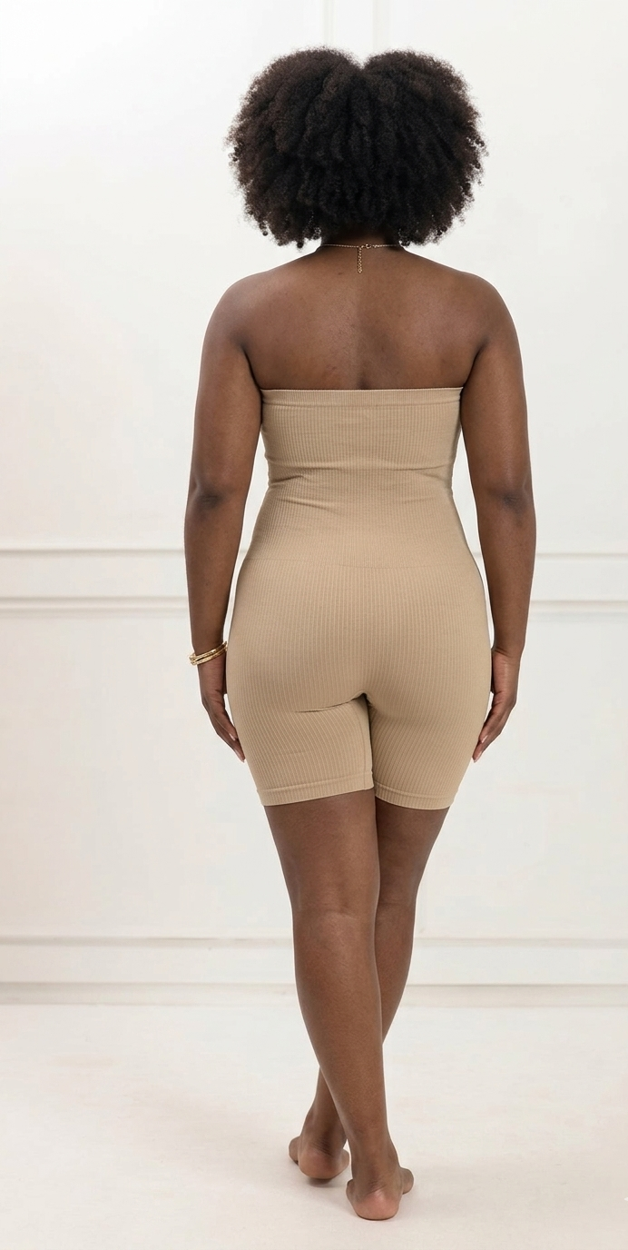 Women Strapless Full Body Shapewear Bodysuit – High Waist Tummy Control Slimming Shorts for Waist, Belly & Thigh Shaping