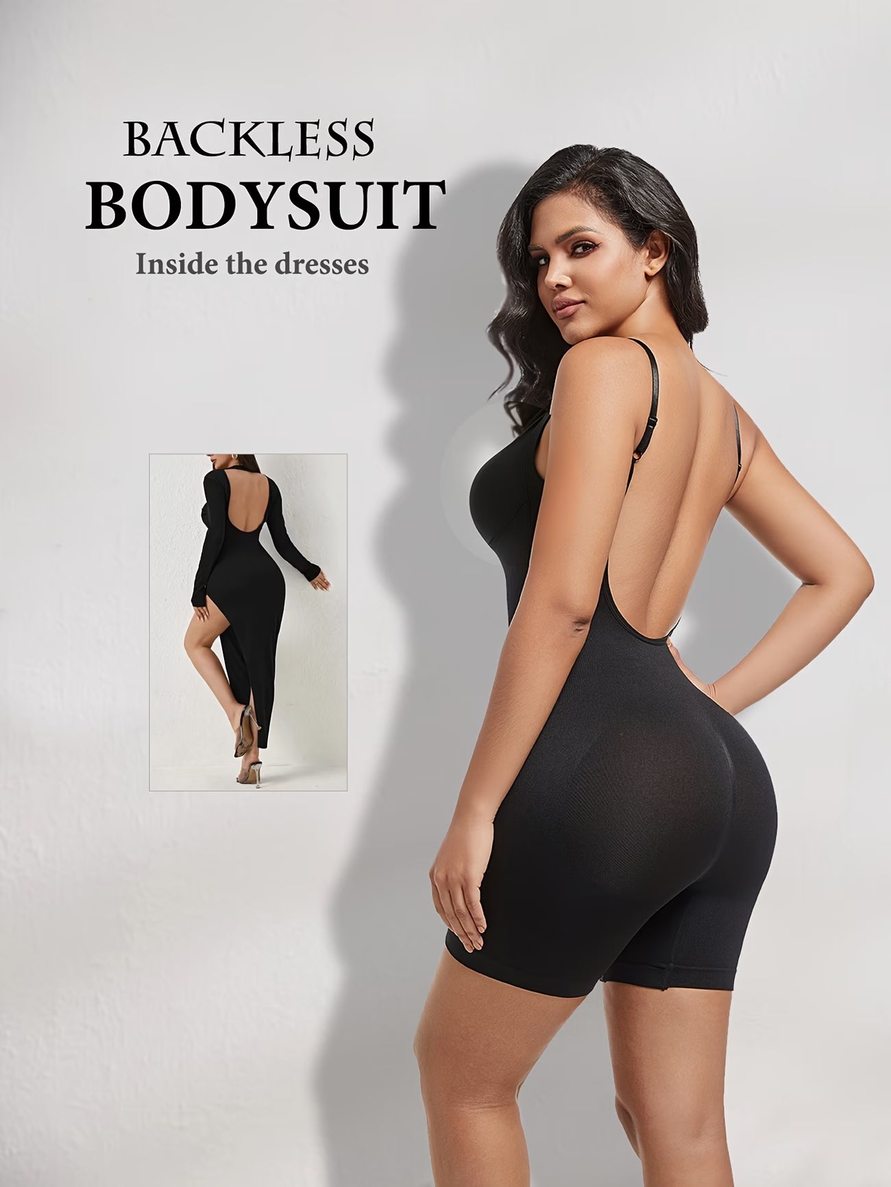 Boxer Brief Style Bodysuit, Seamless Tummy Control, Butt Lifting, Backless, Figure-Hugging Bodysuit