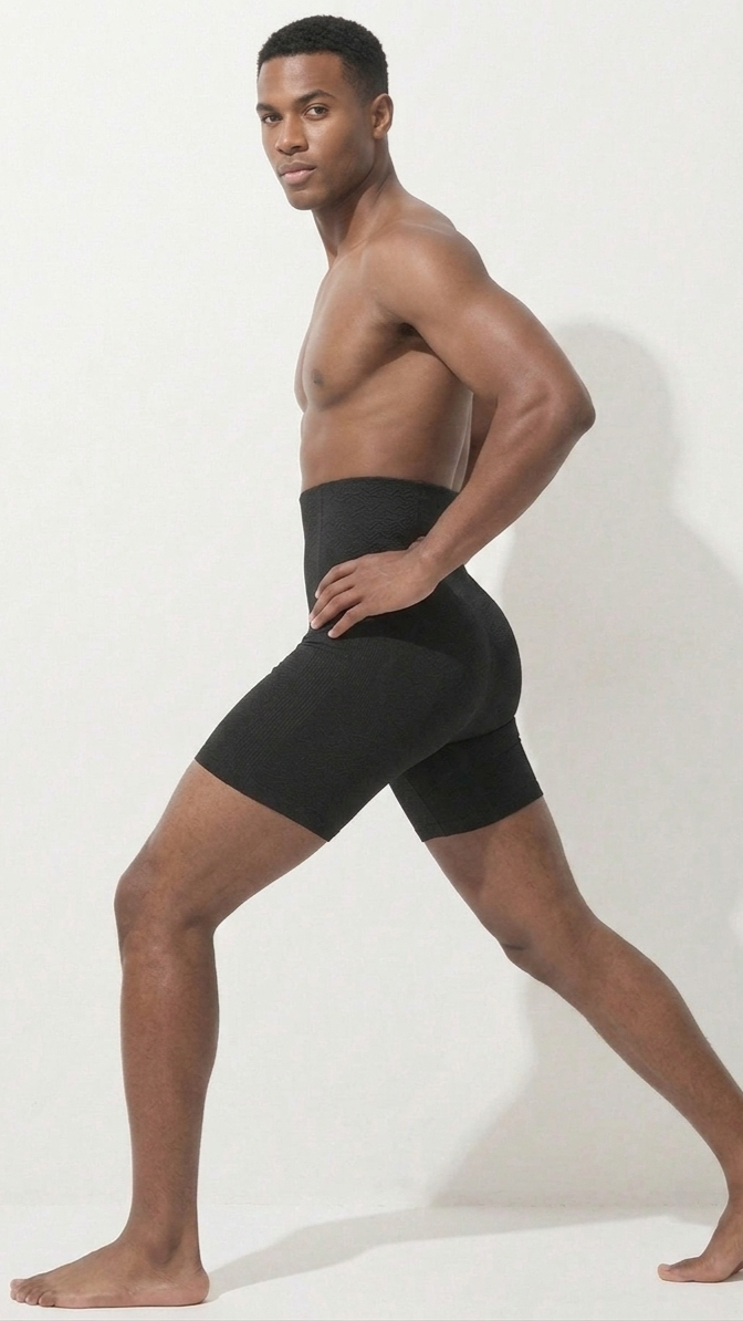Men's High-Waist Tummy Control Compression Shorts – Seamless Body Shaper Slimming Underwear for Core Support and Posture