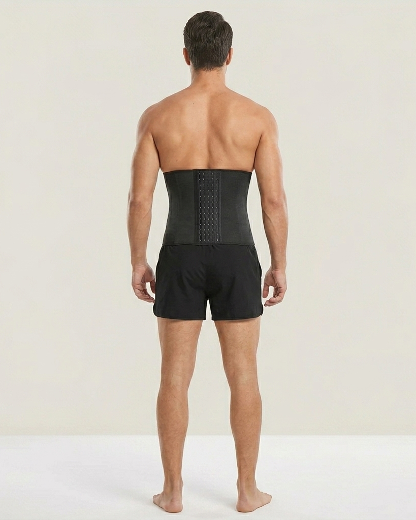 Men’s Waist Trainer & Sweat Belt for Weight Loss – Adjustable Neoprene Compression Shaper with Hook-and-Eye Closures for Workout and Core Support (Black)