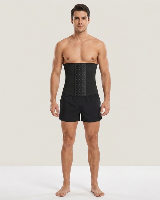 Men’s Waist Trainer & Sweat Belt for Weight Loss – Adjustable Neoprene Compression Shaper with Hook-and-Eye Closures for Workout and Core Support (Black)