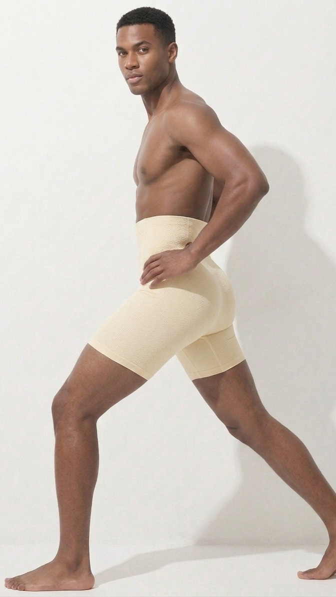 Men's High-Waist Tummy Control Compression Shorts – Seamless Body Shaper Slimming Underwear for Core Support and Posture