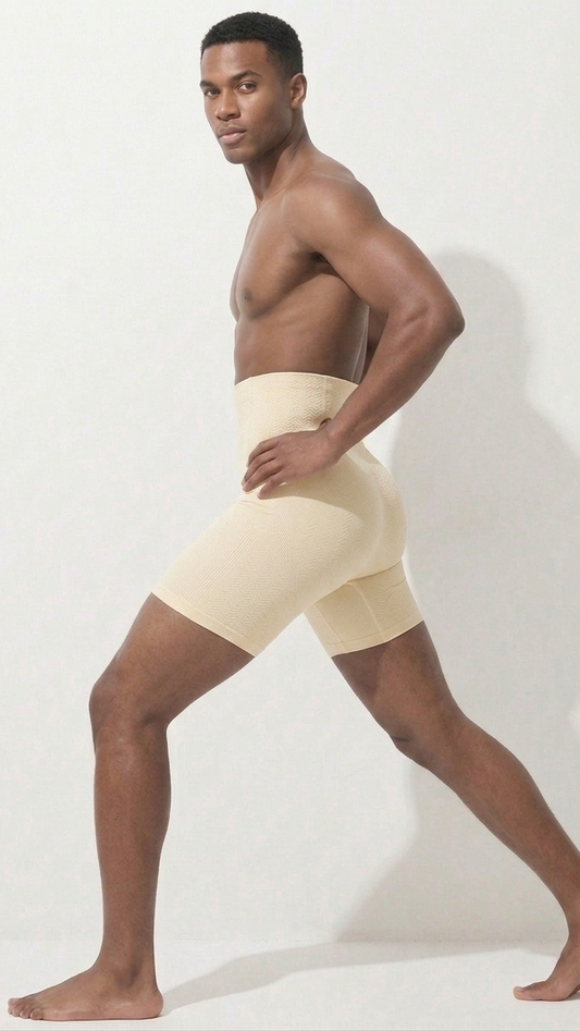 Men's High-Waist Tummy Control Compression Shorts – Seamless Body Shaper Slimming Underwear for Core Support and Posture