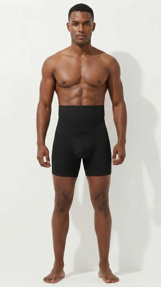 Men's High-Waist Tummy Control Compression Shorts – Seamless Body Shaper Slimming Underwear for Core Support and Posture