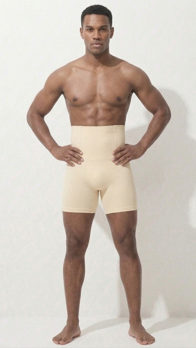 Men's High-Waist Tummy Control Compression Shorts – Seamless Body Shaper Slimming Underwear for Core Support and Posture