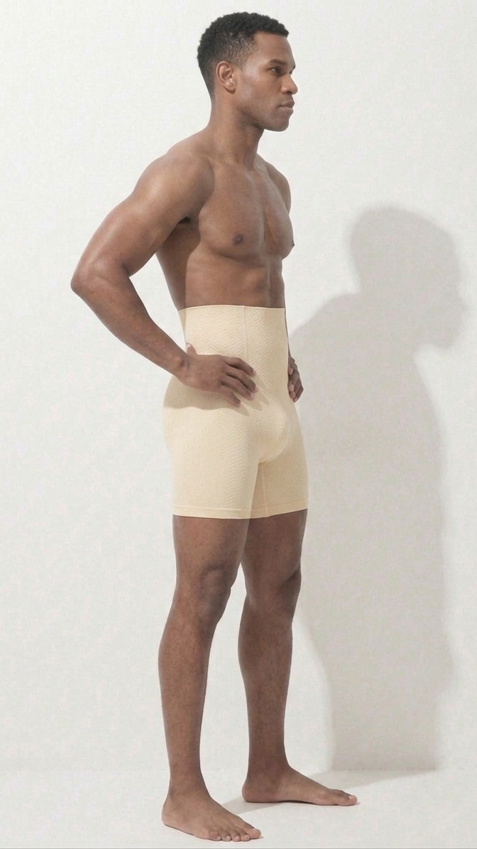 Men's High-Waist Tummy Control Compression Shorts – Seamless Body Shaper Slimming Underwear for Core Support and Posture