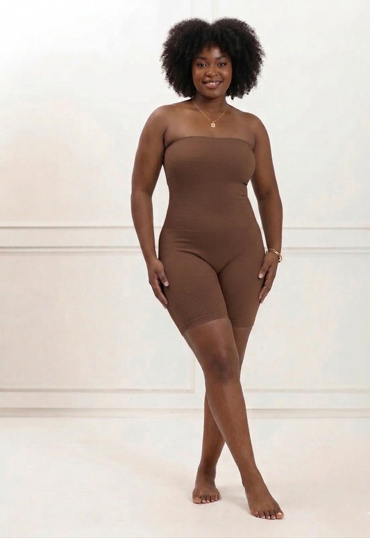 Women Strapless Full Body Shapewear Bodysuit – High Waist Tummy Control Slimming Shorts for Waist, Belly & Thigh Shaping