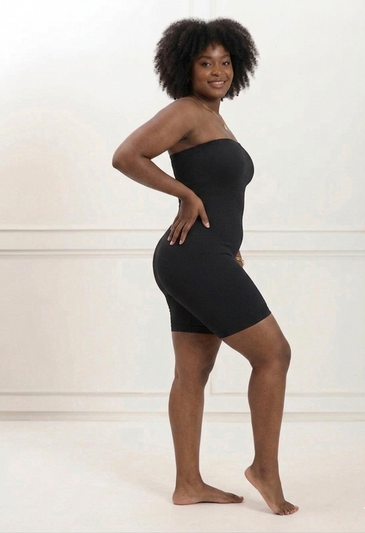 Women Strapless Full Body Shapewear Bodysuit – High Waist Tummy Control Slimming Shorts for Waist, Belly & Thigh Shaping