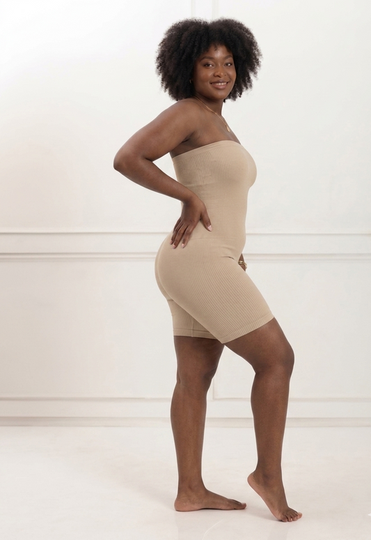 Women Strapless Full Body Shapewear Bodysuit – High Waist Tummy Control Slimming Shorts for Waist, Belly & Thigh Shaping
