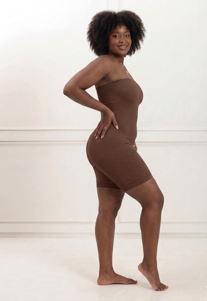 Women Strapless Full Body Shapewear Bodysuit – High Waist Tummy Control Slimming Shorts for Waist, Belly & Thigh Shaping