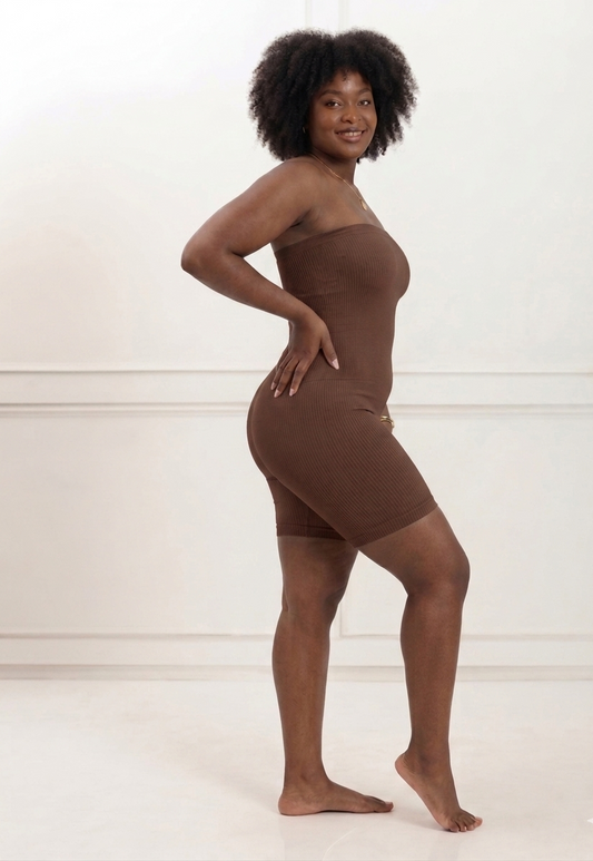 Women Strapless Full Body Shapewear Bodysuit – High Waist Tummy Control Slimming Shorts for Waist, Belly & Thigh Shaping