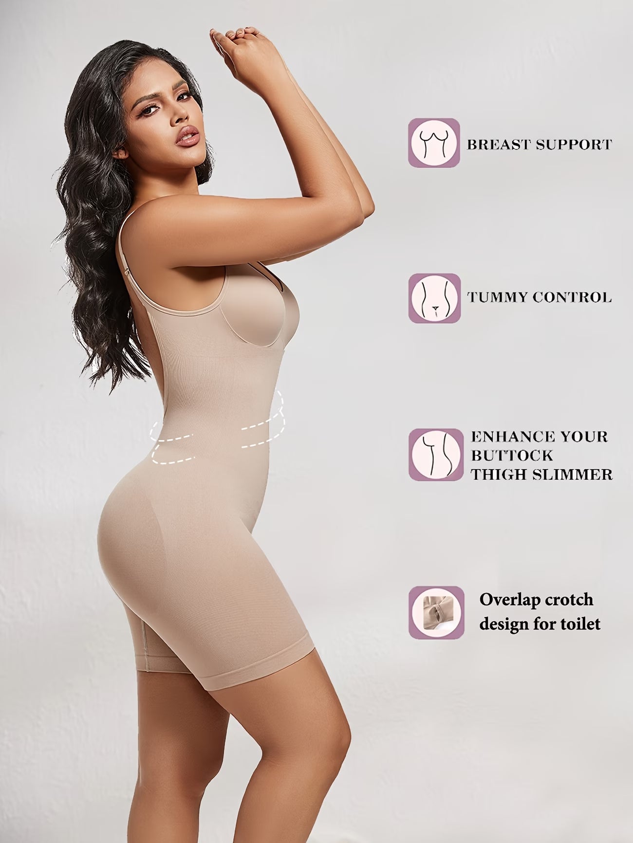 Women Seamless Full Body Shapewear Bodysuit – Tummy Control Slimming Shorts with Waist & Thigh Compression